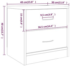 Κομοδίνο Γκρι Sonoma 40 x 30 x 40 εκ. από Επεξεργασμένο Ξύλο - Γκρι