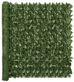 Διαχωριστικό Βεράντας με Φύλλα Σκούρο Πράσινο 600 x 150 εκ.