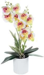 Τεχνητό Φυτό Σε Κασπώ Orchid 21078 Φ23x45cm White-Fuchsia GloboStar Πολυαιθυλένιο