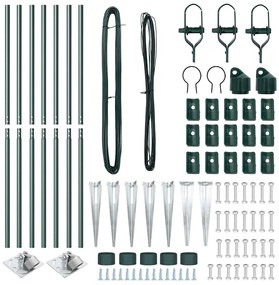 vidaXL Στύλος Περιφράξεων 7 pcs Πράσινο Ατσάλι