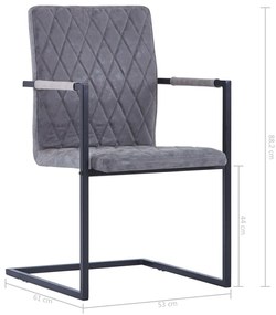 Καρέκλες Τραπεζαρίας «Πρόβολος» 6 τεμ. Σκούρο Γκρι Συνθ. Δέρμα - Γκρι
