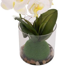 Διακοσμητικό Συνθετικό Φυτό Λουλούδι PHALAENOPSIS C4738 σε Γυάλινο Βάζο 12x24x30Υεκ 12x24x30 εκ.