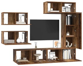 vidaXL Σετ επίπλου τηλεόρασης 6 pcs Παλαιό ξύλο 30.5 x 30 x 90 cm