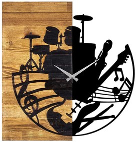 Ρολόι Τοίχου 539TNL1133 60x3x58cm Walnut-Black Wallity Metal,Wood