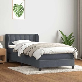 ΚΡΕΒΑΤΙ BOXSPRING ΜΕ ΣΤΡΩΜΑ ΣΚΟΥΡΟ ΓΚΡΙ 100X210 ΕΚ. ΒΕΛΟΥΔΙΝΟ 3317854