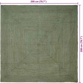 vidaXL Χαλιά χώρου τετράγωνο Λαδί 200 x 200 cm Γιούτα