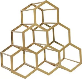 Κάβα για 6 μπουκάλια μεταλλική σε χρυσό 35x17x34εκ.