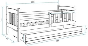 Κρεβάτι Dorian-Γραφίτης - Λευκό-200 x 90