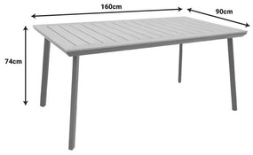 Τραπέζι Griffith Ανθρακί αλουμίνιο και plywood σε φυσική απόχρωση 160x80x74εκ 160x90x74 εκ.