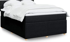vidaXL Κρεβάτι Boxspring με Στρώμα Μαύρο 140x200 εκ. Υφασμάτινο