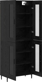 vidaXL Highboard 2 pcs Μαύρη Οξυά Σύνθετο Ξύλο και Γυαλί