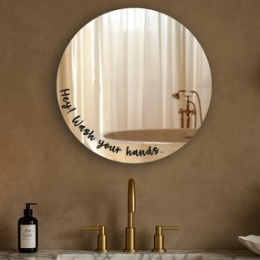 Αυτοκόλλητο για καθρέφτη S47 – Hey! Wash your hands. (round)
