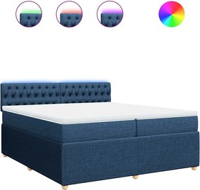 vidaXL Κρεβάτι Boxspring με Στρώμα Μπλε 200x200 εκ. Υφασμάτινο