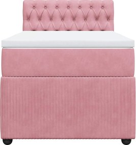 vidaXL Κρεβάτι Boxspring με Στρώμα Ροζ 80 x 200 εκ. Βελούδινο
