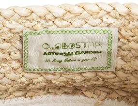 GloboStar® Artificial Garden KIMOLOS 20311 Διακοσμητικό Πλεκτό Καλάθι - Κασπώ Γλάστρα - Flower Pot Μπεζ με Λευκό Φ29cm x Υ30cm