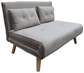 Καναπές - Κρεβάτι Josuane 2θέσιος Βελούδο Γκρί - Ξύλινο Πόδι Φυσικό 117x80x81 εκ. 122x80x81 εκ.