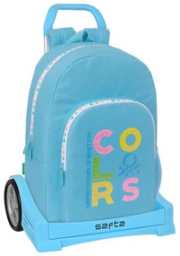 Σχολική Τσάντα με Ρόδες Benetton Spring Sky μπλε 30 x 46 x 14 cm