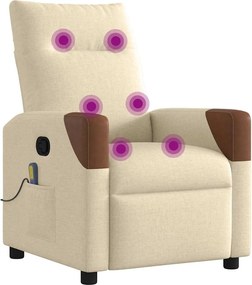 vidaXL Πολυθρόνα Μασάζ Ανακλινόμενη Κρεμ Υφασμάτινη