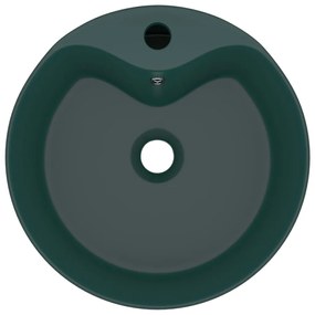 vidaXL Νιπτήρας με Υπερχείλιση Σκούρο Πράσινο Ματ 36x13 εκ. Κεραμικός