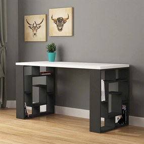 Γραφείο εργασίας Labirent Megapap χρώμα ανθρακί - λευκό 140x60x75εκ