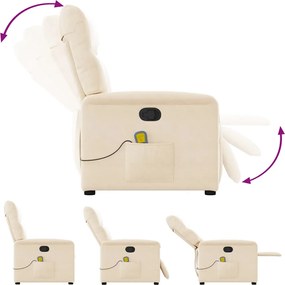 vidaXL Πολυθρόνα Μασάζ Ανακλινόμενη Μπεζ από Ύφασμα Μικροϊνών