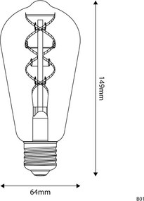 LED Λαμπτήρας B01 5V Αχλάδι ST64 Μελί Σπιράλ Νήμα 1,3W E27 Dimmable 2500K