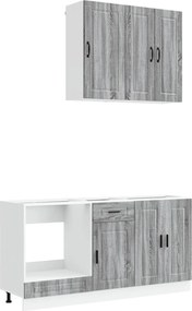 vidaXL Μονάδα κουζίνας PORTO 5 pcs Γκρι Sonoma Επεξεργασμένο Ξύλο