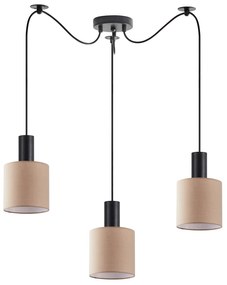 Φωτιστικό Οροφής  SE21-BL-4-BL3-SH3 ADEPT TUBE Black Pendant Brown Fabric Shade+ - 77-8521 - 51W - 100W - 77-8521