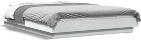 vidaXL Πλαίσιο Κρεβατιού με LED Λευκό 135x190 εκ Επεξεργ. Ξύλο