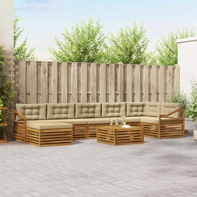 vidaXL Σειρά Καναπέ Εξωτερικού με μαξιλάρι 8 pcs Φυσικό και Μπεζ