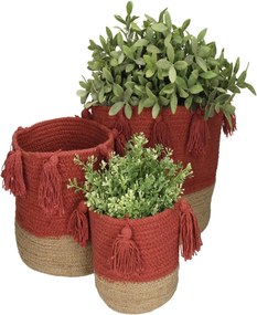 Καλάθι ArteLibre Κοραλί Βαμβακερό 25x25x25cm Σετ 3Τμχ