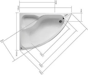 Acrilan Konchili 125x90 L - Ασύμμετρη Μπανιέρα - Maxxcoat