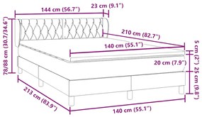 Κρεβάτι Boxspring με Στρώμα Ανοιχτό Γκρι 140x210 εκ. Βελούδινο - Γκρι