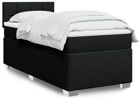 vidaXL Κρεβάτι Boxspring με Στρώμα Μαύρο 80 x 200 εκ. Υφασμάτινο