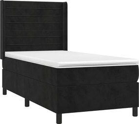 vidaXL Κρεβάτι Boxspring με Στρώμα &amp; LED Μαύρο 80x200 εκ. Βελούδινο