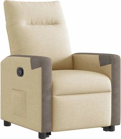 vidaXL Πολυθρόνα Ανακλινόμενη με Ανύψωση Κρεμ Υφασμάτινη