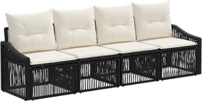 vidaXL Σετ Καναπέ Κήπου 4 pcs Μαύρο συνθετικό ρατάν