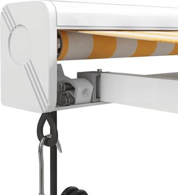 vidaXL Τέντα Πτυσσόμενη Κίτρινη / Λευκή 4 x 3 μ. Ύφασμα &amp; Αλουμίνιο