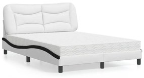 Κρεβάτι με Στρώμα Hvar Μαύρο/Λευκό 140x200 εκ. από Συνθετικό Δέρμα