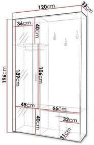 Σετ διαδρόμου Stanton 109, 196x120x33cm, 70 kg, Καθρέφτης, Άσπρο, Πλαστικοποιημένη μοριοσανίδα, Εντοιχισμένη | Epipla1.gr