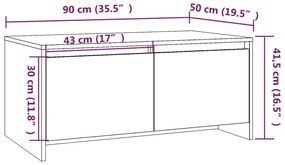 Τραπεζάκι Σαλονιού Λευκό 90 x 50 x 41,5 εκ. από Επεξ. Ξύλο - Λευκό