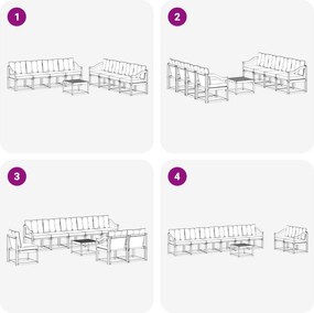 vidaXL Σειρά Καναπέ Εξωτερικού με μαξιλάρι 9 pcs Λευκό και Κρεμ