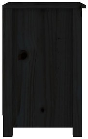 vidaXL Κομοδίνο Μαύρο 40x35x55 εκ. από Μασίφ Ξύλο Πεύκου