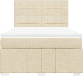 vidaXL Κρεβάτι Boxspring με Στρώμα Κρεμ 140x190 εκ. Υφασμάτινο