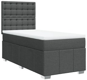 vidaXL Κρεβάτι Boxspring με Στρώμα Σκούρο Γκρι 90x200 εκ. Υφασμάτινο