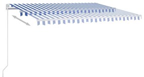 vidaXL Τέντα Συρόμενη Αυτόματη με Στύλους Μπλε / Λευκό 4,5 x 3 μ.