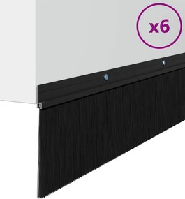 vidaXL Σφραγίδες πόρτας με βούρτσες που προσαρτώνται 6 pcs Μαύρο