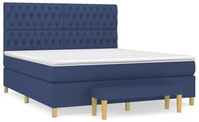 Κρεβάτι Boxspring με Στρώμα Μπλε 180x200 εκ. Υφασμάτινο - Μπλε