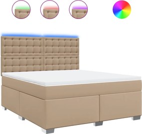 vidaXL Κρεβάτι Boxspring με Στρώμα Καπουτσίνο 180x200 εκ. Συνθ. Δέρμα