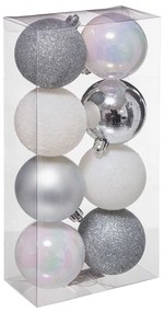 Χριστουγεννιάτικες Μπάλες (Σετ 8τμχ) A-S Xmas Balls Silver/White 129170AB